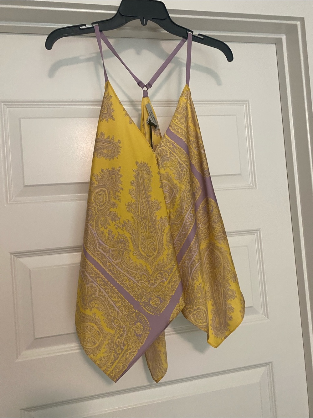 All Saints Yellow & Lavender Paisley Halter Scarf Top